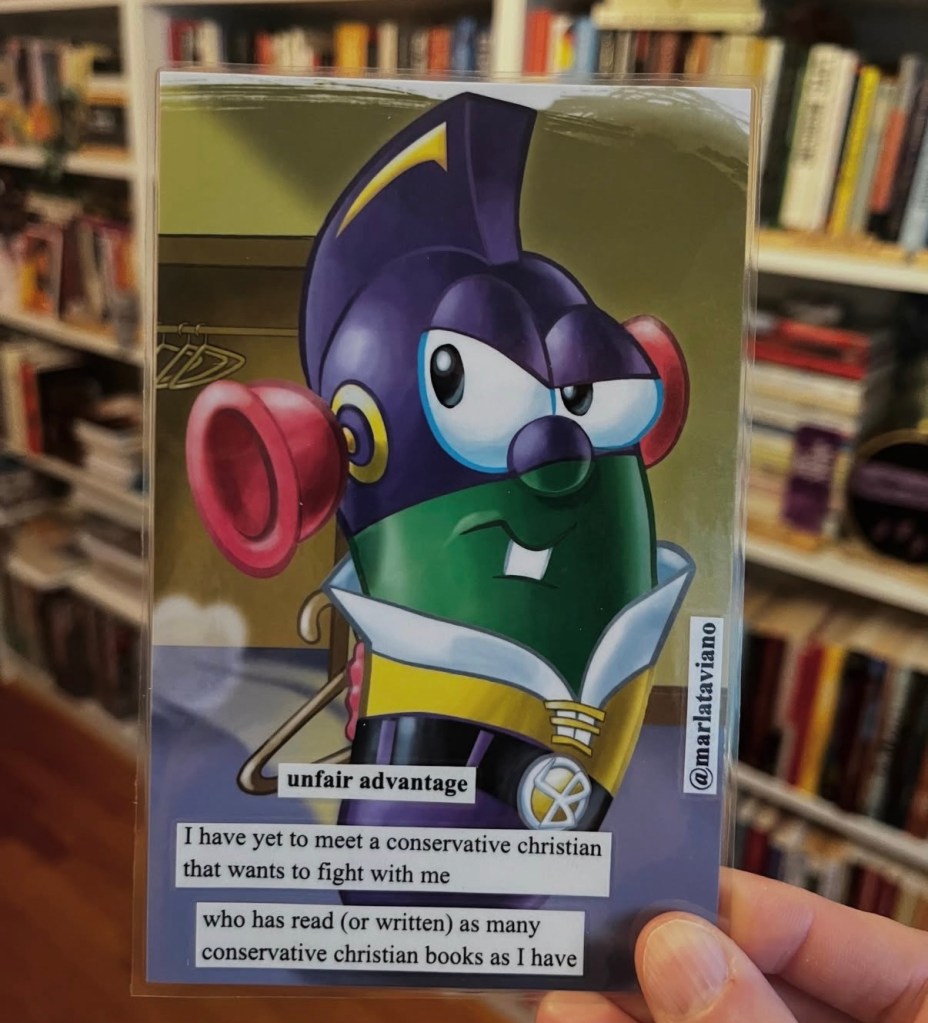 Hand-collaged word art on an illustrated page of a caped animated character with a large ear-shaped device. Marla Taviano's poem "unfair advantage" glued onto the artwork.